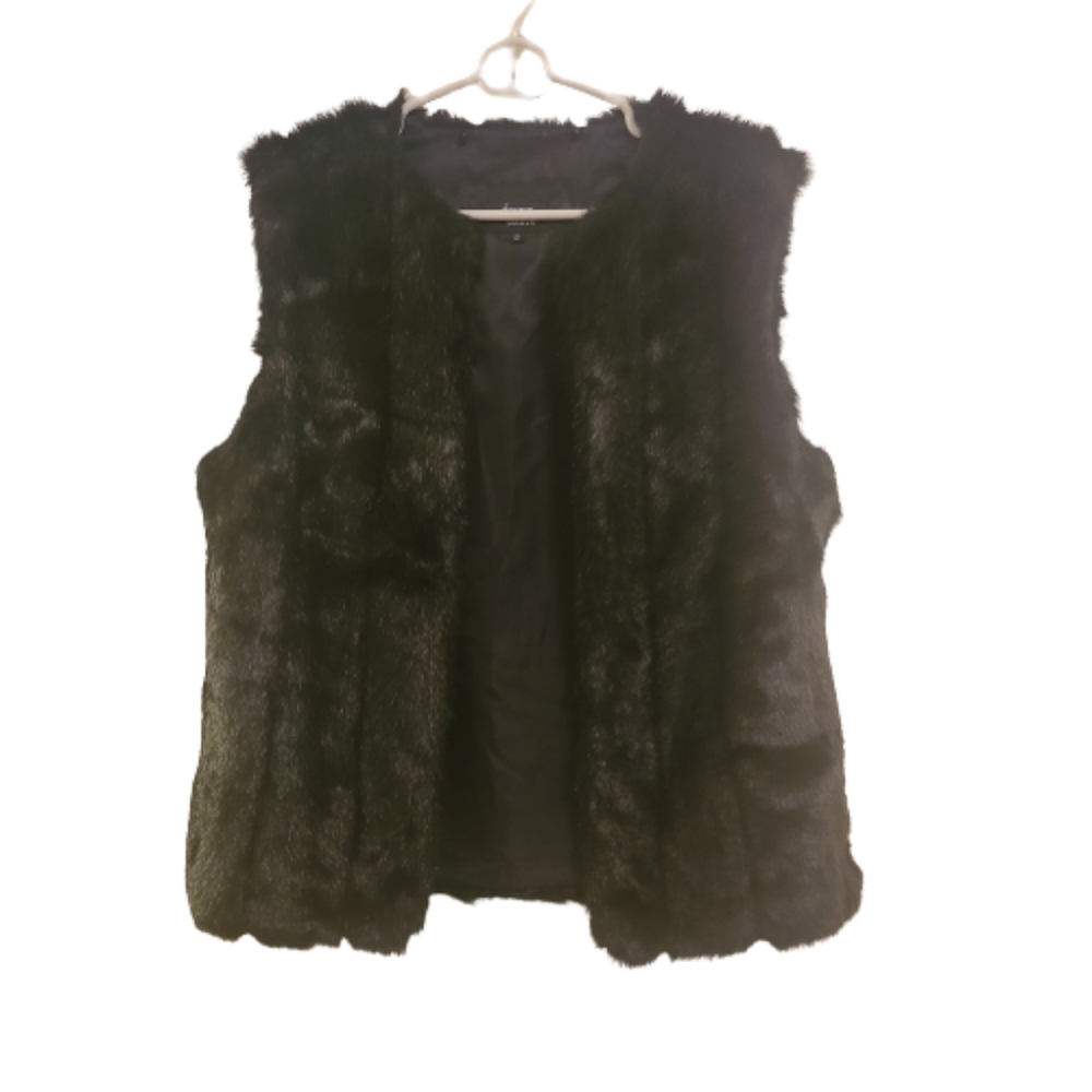 NWOT DENNIS BASSO OPEN FRONT FAUX MINK FUR VEST